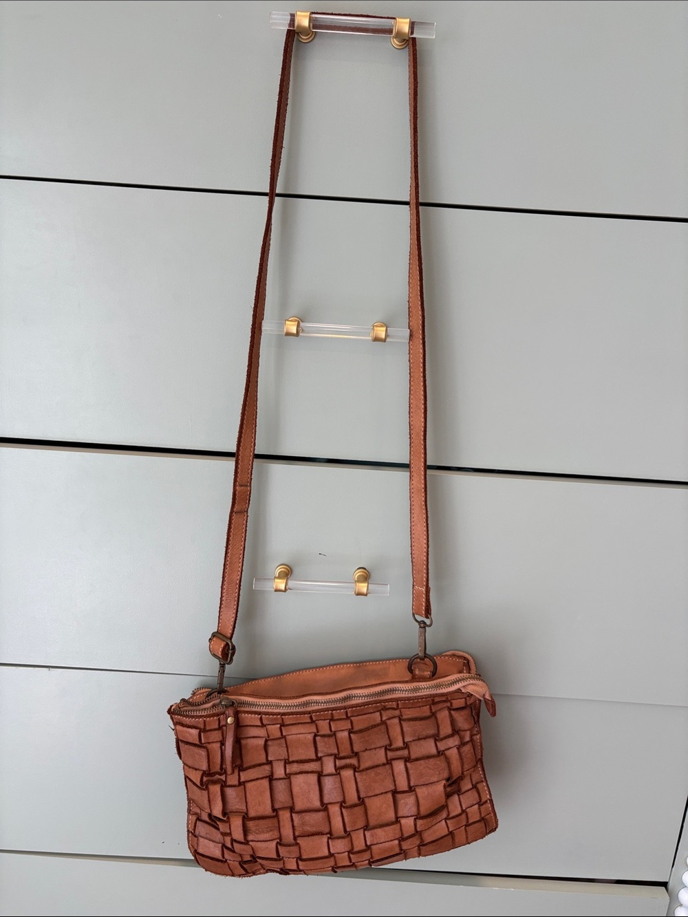 Costanza Rota Woven Front Soft Leather Crossbody - Genuine leather